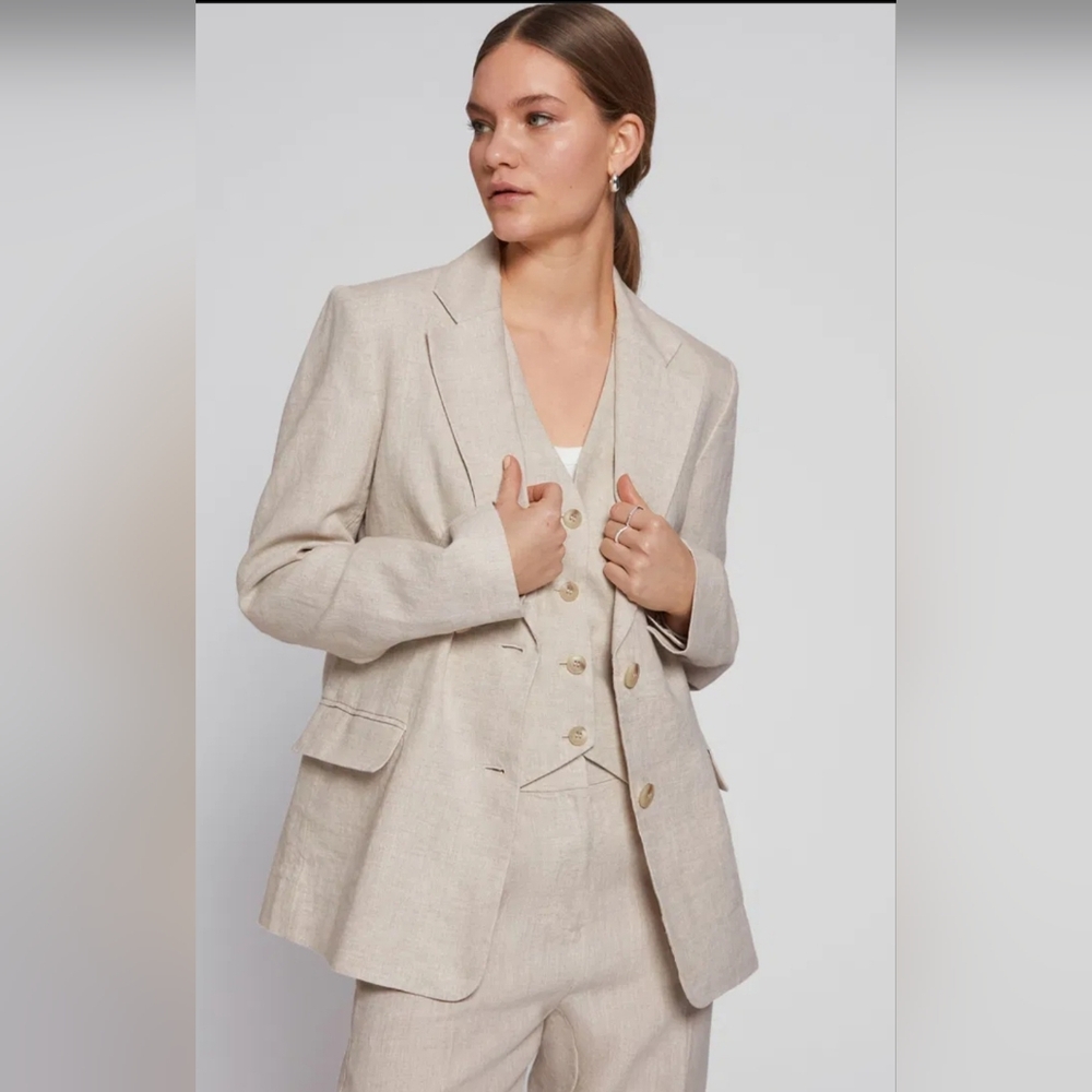 & Other Stories Linen Blazer In Cream. Size 8